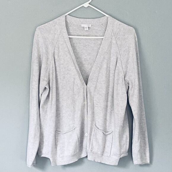 J. JIll Cardigan Sweater Size Small Petite Gray Cotton Wool Lightweight Capsule - Picture 1 of 7